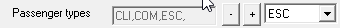 The Passenger types list and the passenger types drop-down list.
