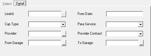 The Detail tab of the Sched Para Master Line screen.