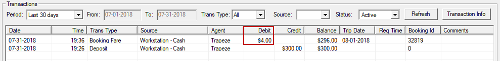 EZ-Wallet with the amount debited from the purse circled in red.