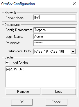 Example set up of the CtmSrv Configuration dialog box.