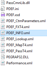 A list of files alphabetically similar to the PDEF_INFO.xml file (found in the same folder as the PDEF_INFO.xml file).
