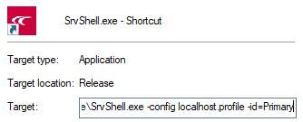 A portion of the Windows 10 Properties dialog box, including part of the typed additional target information.