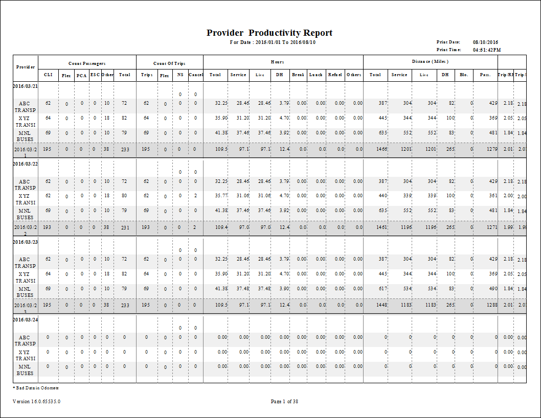 The Provider Productivity (FLEX) report.