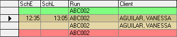 Example of SchE and SchL times in Schedule Editor.