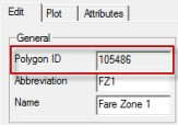 The Edit tab with the Polygon ID field circled in red.