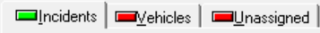The Incidents, Vehicles, and Unassigned tabs with their color indicators.