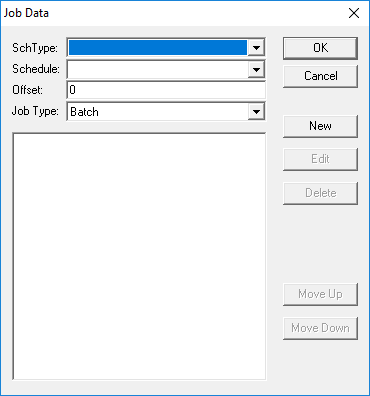 The Job Data dialog box with no SchType selected.