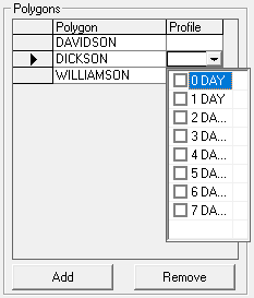 The Polygons frame with a Polygon selected and the available Profile options showing.