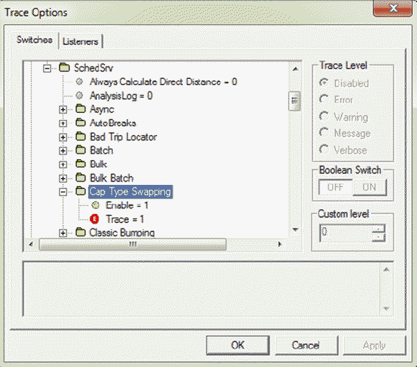 Trace Options dialog box