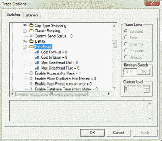 Trace Options Dialog box