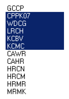 A list with a group of items selected by a blue box.