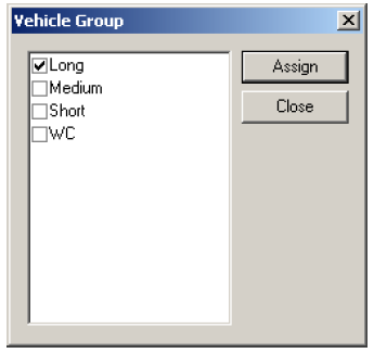 The Vehicle Group dialog box.