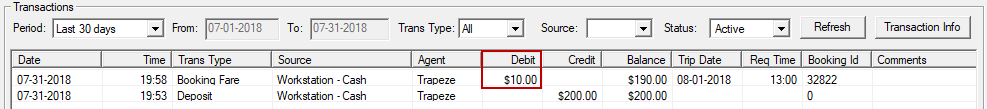 EZ-Wallet with the amount debited from the purse circled in red.