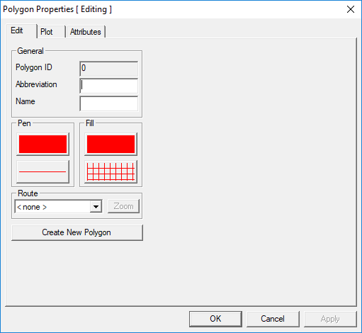 The Polygon Properties dialog box open to the Edit tab.