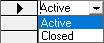 Active and Closed options visible in a a drop-down list.