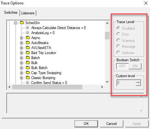 Trace Options Dialog Box