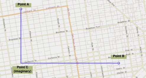 A map with an example of triangulation.