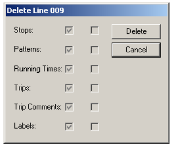 The Delete Line message box.