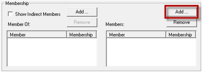 The Membership pane with the Add button circled in red.