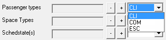 The Passenger types list and the passenger types drop-down list, with the CLI passenger type selected.