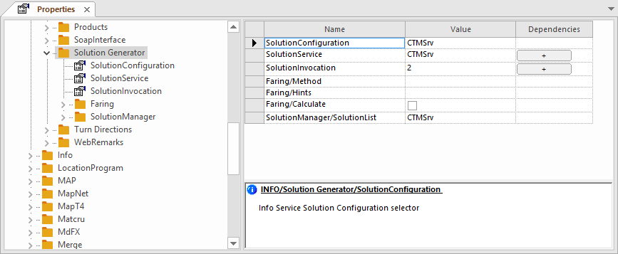 Trapeze6 Properties open to the Solution Generator properties.