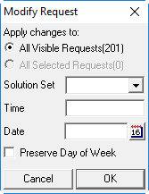 The Modify Request dialog box with no options defined.