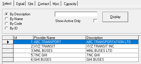Providers open to the Select tab.