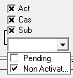 The Act, Cas, and Sub options are selected, and the Non Activated option is selected from the Sub list.