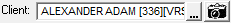 Client field populated with a client name, the ellipsis button, and a button that has a camera image on it.