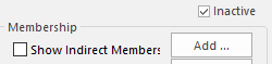 The Inactive check box above the Membership frame.