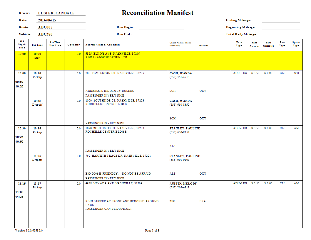 The Reconciliation Manifest report.