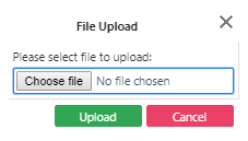 The File Upload dialog box with no file chosen.