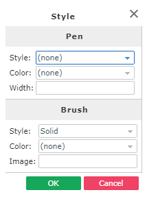 Pen and Brush options, including Stype, Color, Width, and Image