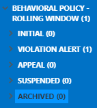 Policy tree with Archived selected.