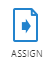 Piece of paper with a right-facing arrow above the word Assign.