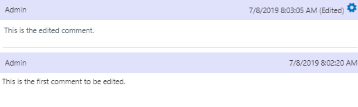 Case Comments widget showing an edited comment and the comment history.