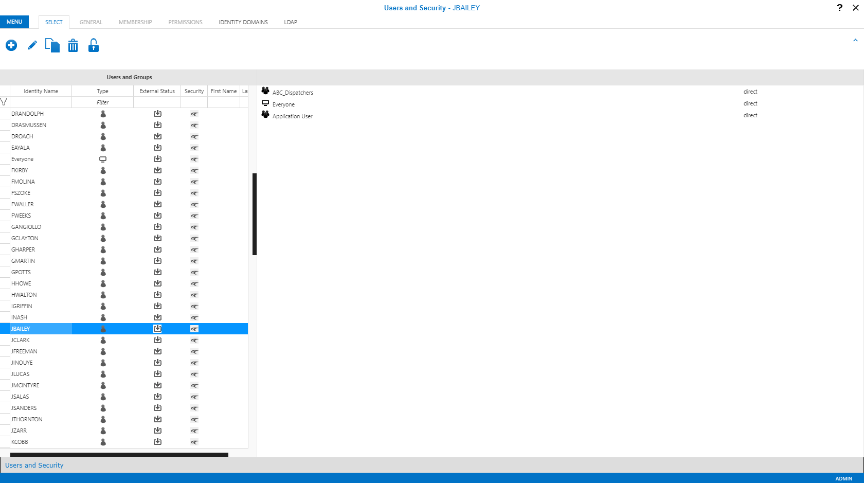 User's groups (customized).