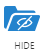 Eye with a slash through it on a folder above the word Hide.