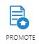 Piece of paper with an upward-facing arrow above the word Promote.