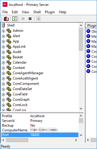 Trapeze6 Service Shell with port number highlighted.