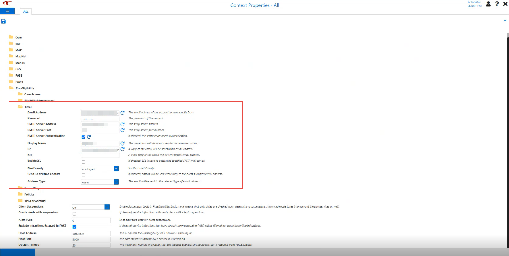 Email context properties
