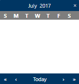 A calendar for July 2017 with no selectable dates.