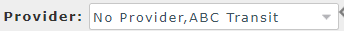 The Provider field with No Provider and ABC Transit selected.