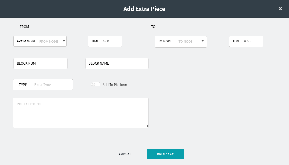 Add Extra Piece dialog