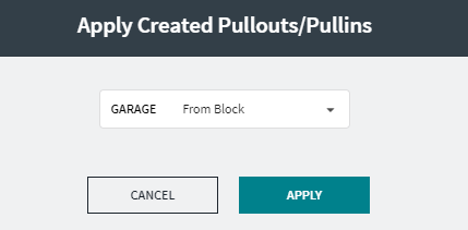 Apply Created Pullouts/Pullins dialog