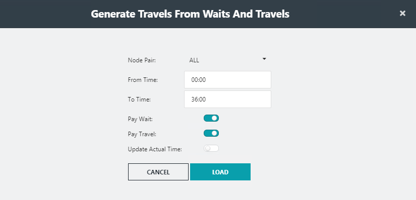 Generate Travels from Waits and Travels dialog box