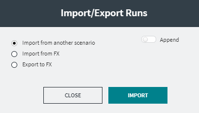 Import/Export Runs dialog box