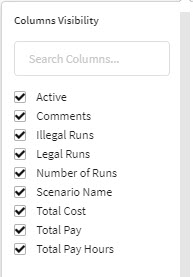 Sample Columns Visibility list