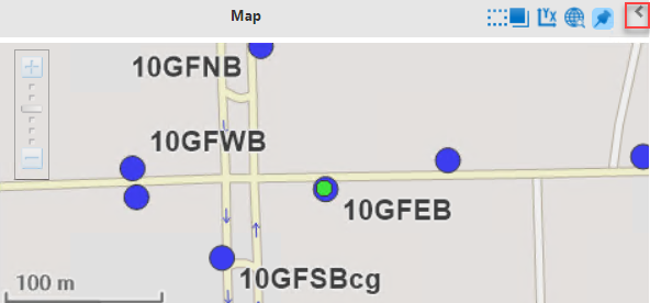 Close arrow on corner of Map pane