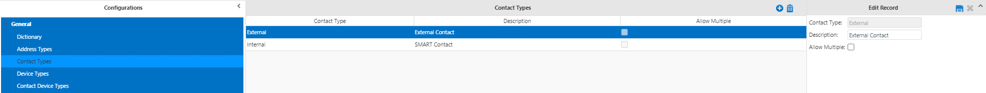 Contact Types fields from the General list